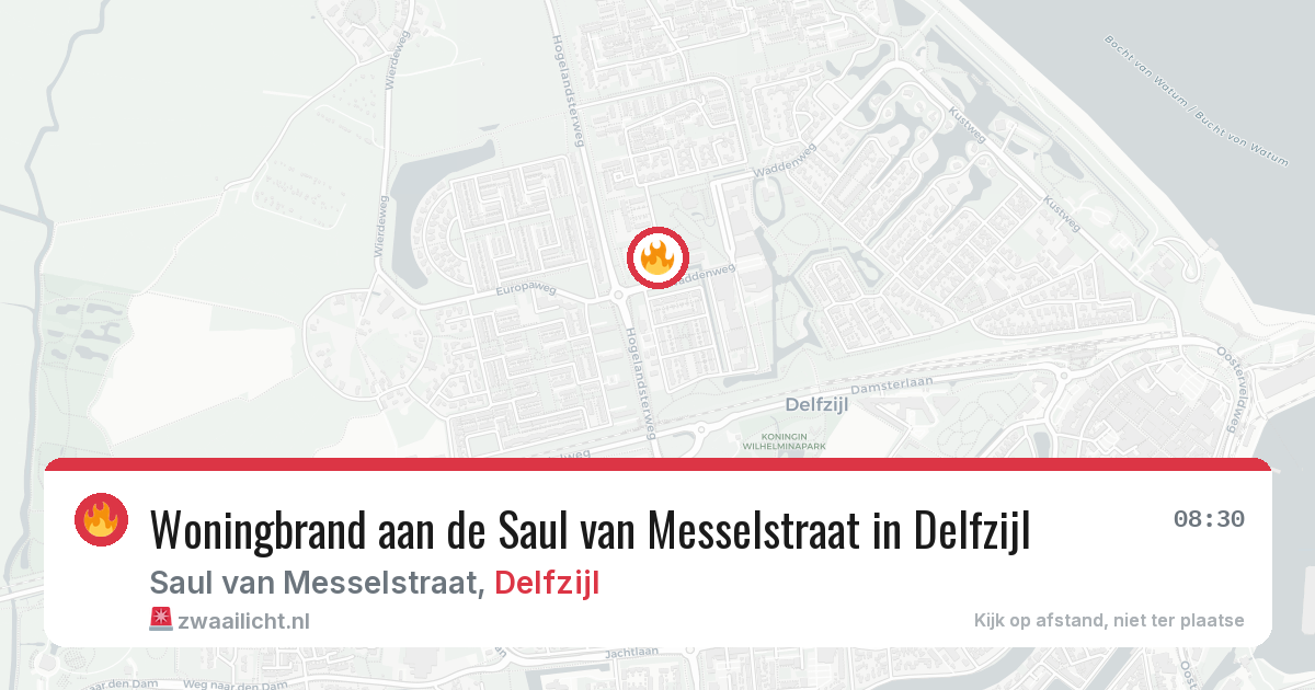 Woningbrand aan de Saul van Messelstraat in Delfzijl — 14 jun 2026