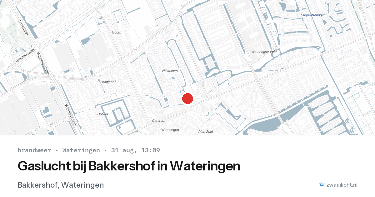 Gaslucht bij Bakkershof in Wateringen — 31 aug 2026