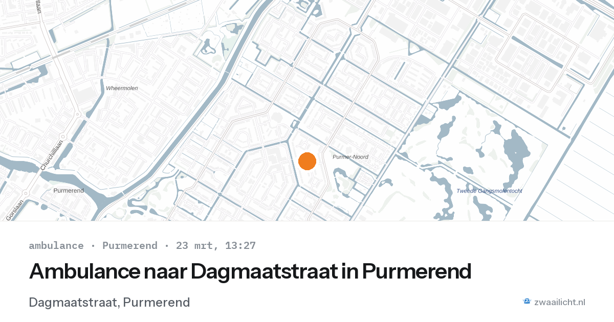 Ambulance naar Dagmaatstraat in Purmerend — 23 mrt 2026
