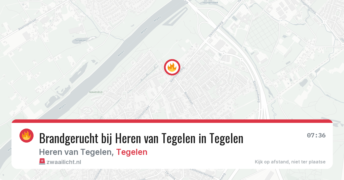 Brandgerucht bij Heren van Tegelen in Tegelen — 1 jul 2026
