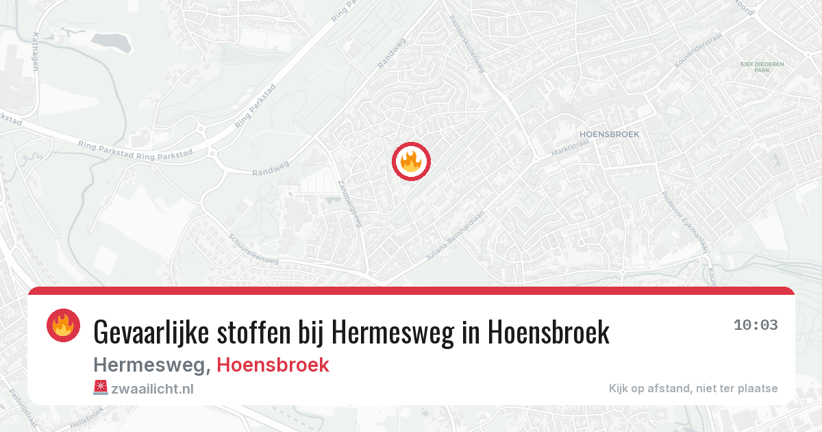 Gevaarlijke stoffen bij Hermesweg in Hoensbroek — 9 mrt 2026