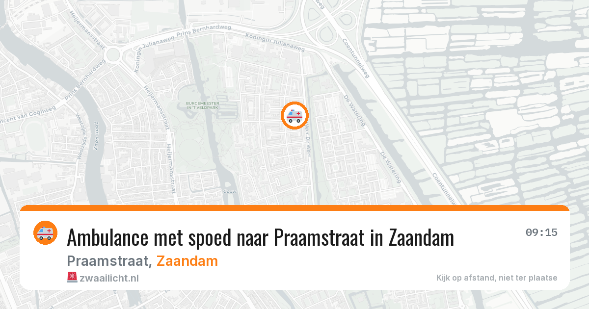 Ambulance met spoed naar Praamstraat in Zaandam — 27 mrt 2026