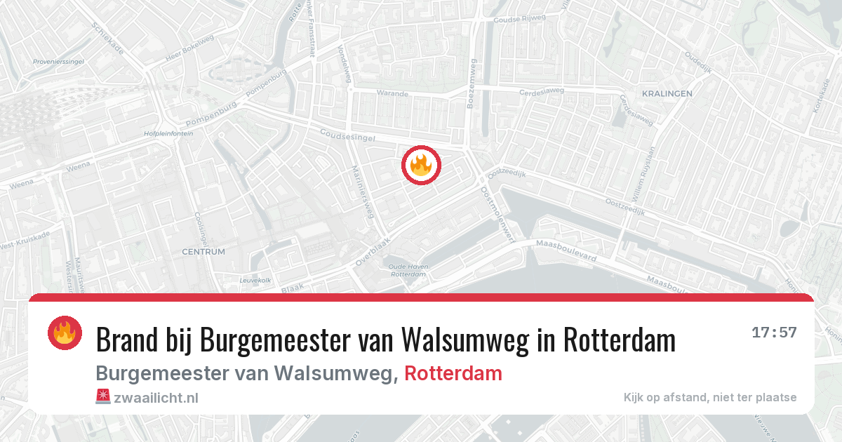 Brand bij Burgemeester van Walsumweg in Rotterdam — 6 jun 2026