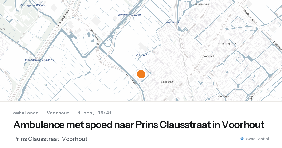 Ambulance met spoed naar Prins Clausstraat in Voorhout — 1 sep 2026