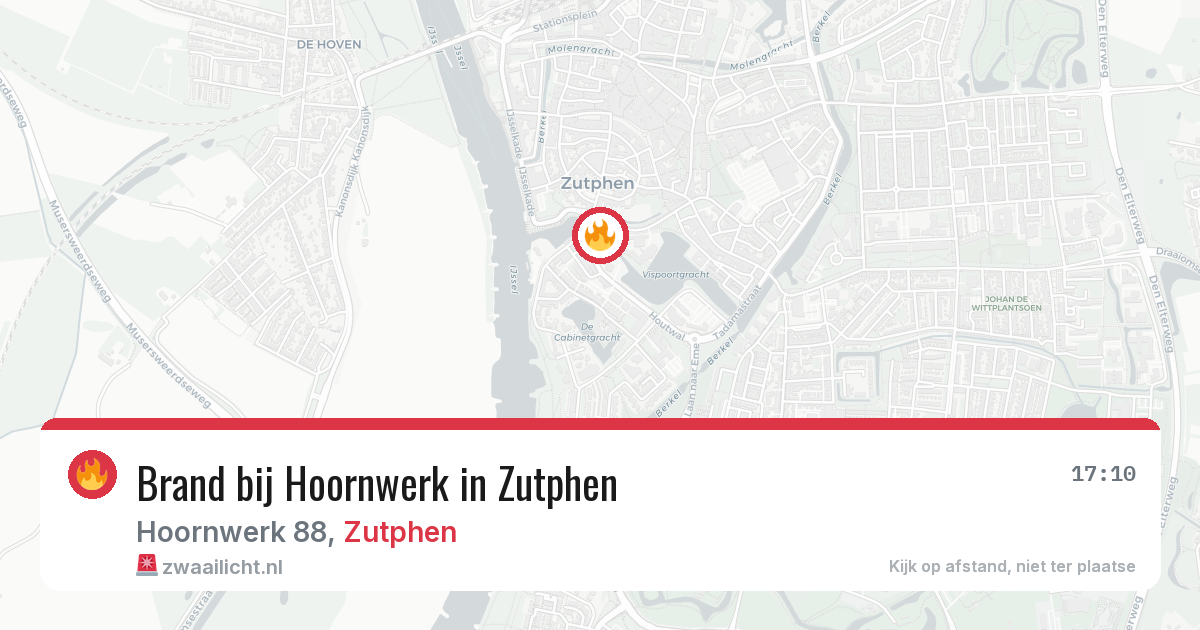 Brand bij Hoornwerk in Zutphen — 7 aug 2026