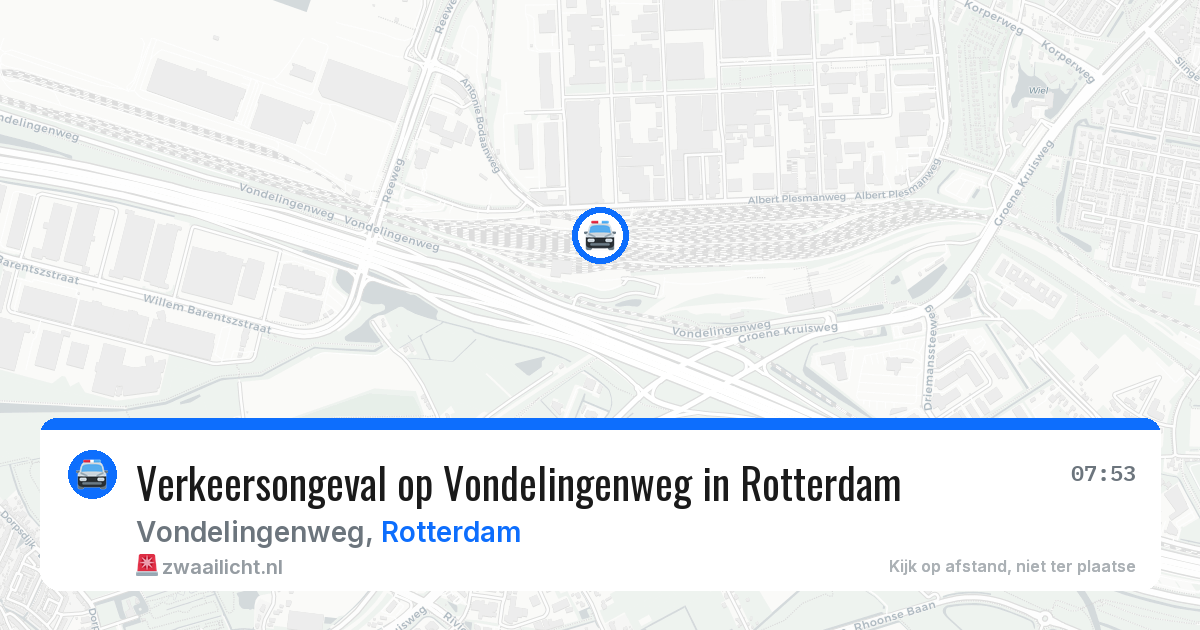Verkeersongeval op Vondelingenweg in Rotterdam — 17 jun 2026