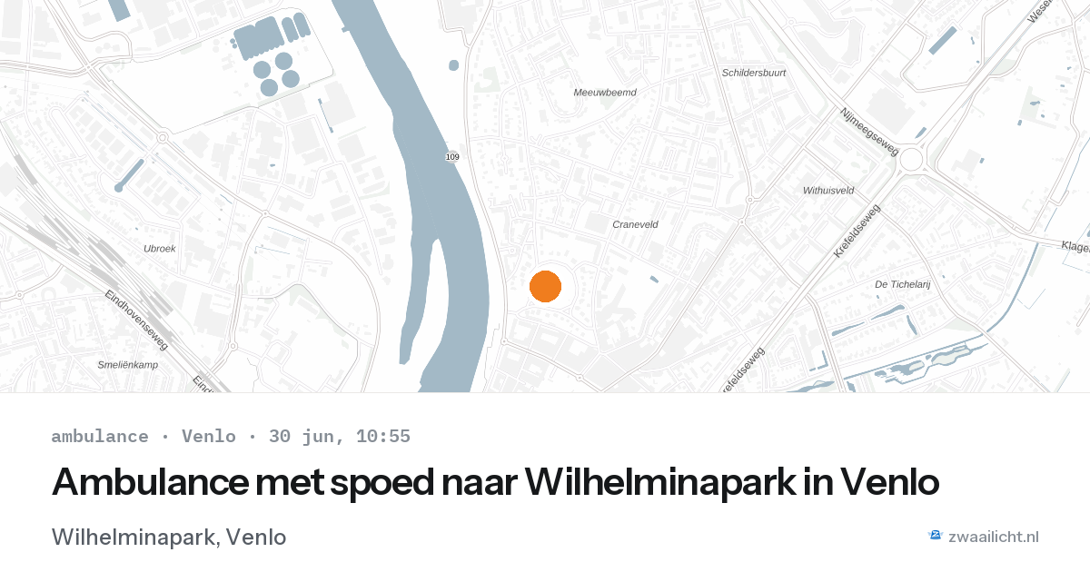 Ambulance met spoed naar Wilhelminapark in Venlo — 30 jun 2026