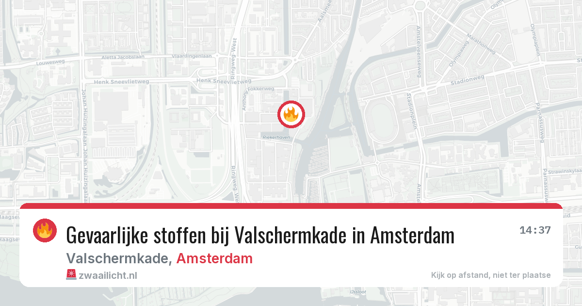 Gevaarlijke stoffen bij Valschermkade in Amsterdam — 24 jun 2026