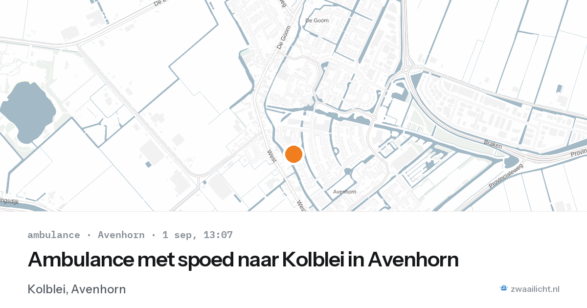 Ambulance met spoed naar Kolblei in Avenhorn — 1 sep 2026