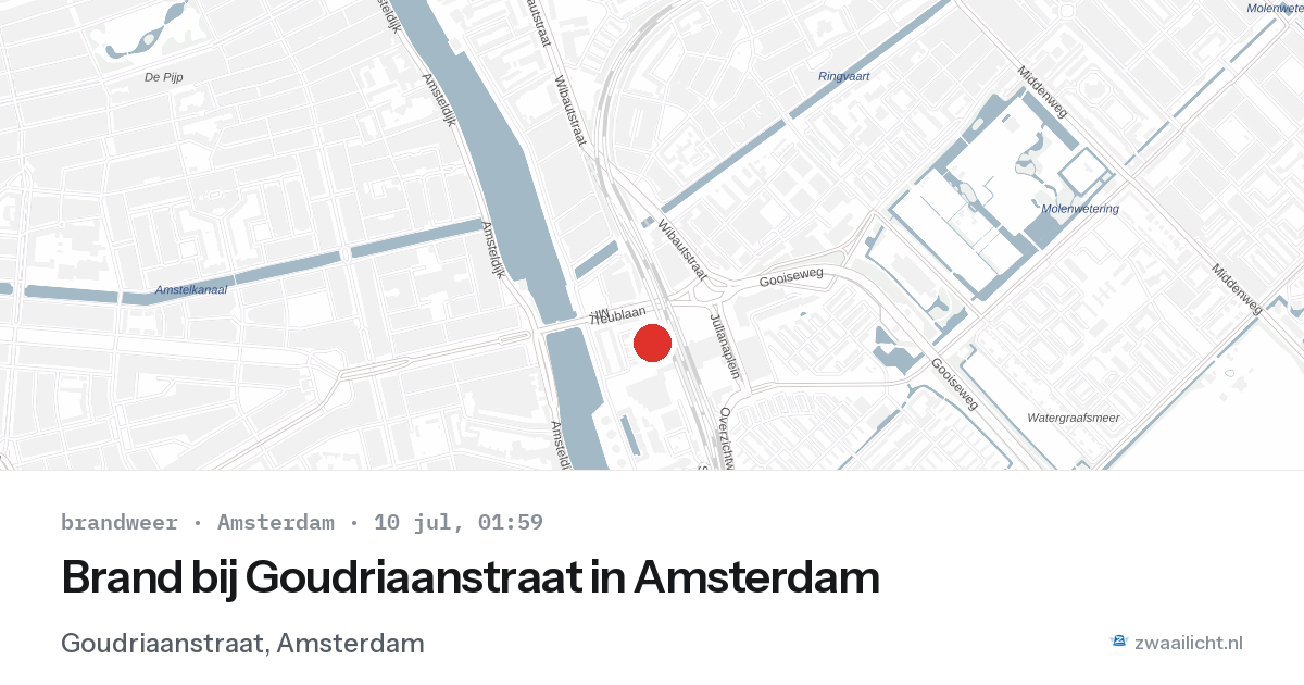 Brand bij Goudriaanstraat in Amsterdam — 9 jul 2026