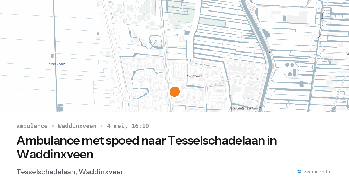 Ambulance met spoed naar Tesselschadelaan in Waddinxveen — 4 mei 2026