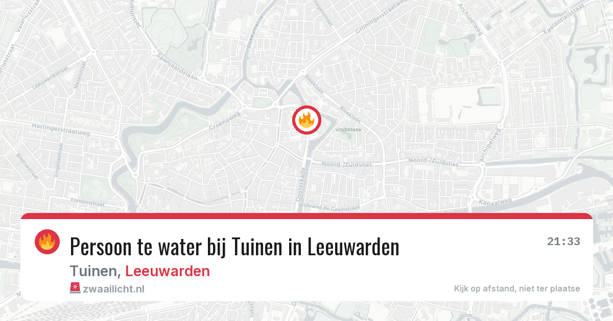 Persoon te water bij Tuinen in Leeuwarden — 23 mei 2026