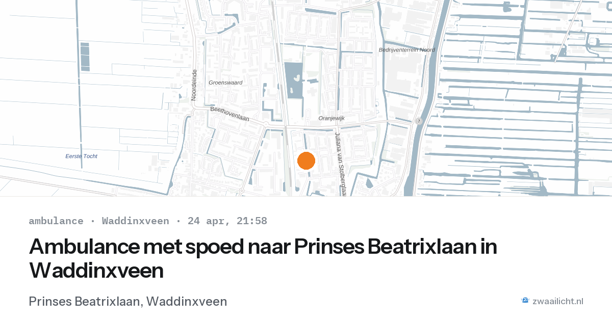 Ambulance met spoed naar Prinses Beatrixlaan in Waddinxveen — 24 apr 2026
