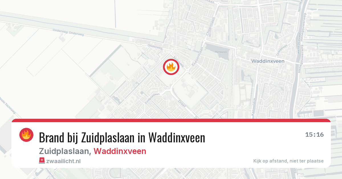 Brand bij Zuidplaslaan in Waddinxveen — 25 apr 2026