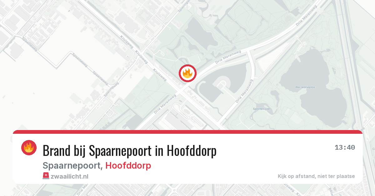 Brand bij Spaarnepoort in Hoofddorp — 12 jun 2026