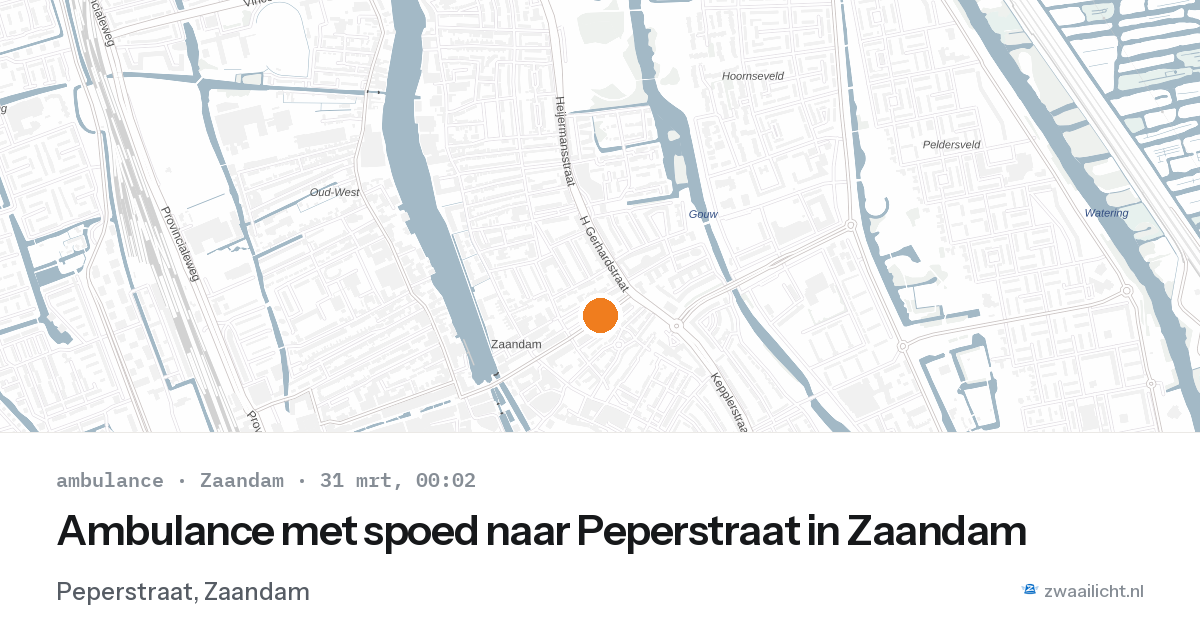 Ambulance met spoed naar Peperstraat in Zaandam — 30 mrt 2026