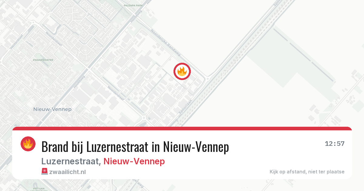 Brand bij Luzernestraat in Nieuw-Vennep — 12 aug 2026