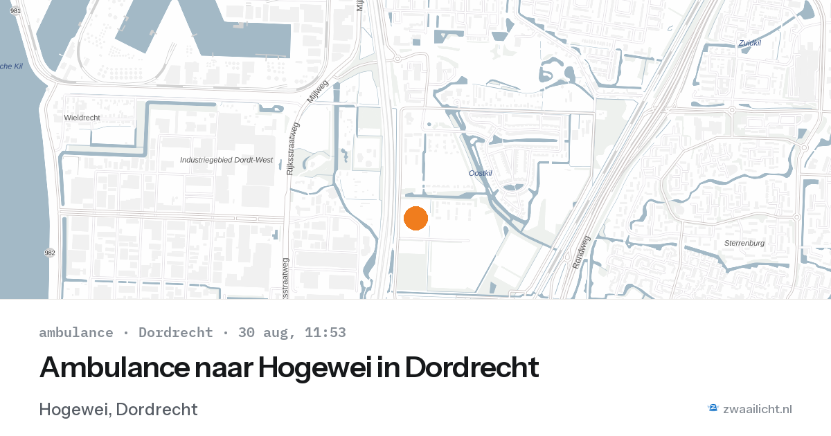 Ambulance naar Hogewei in Dordrecht — 30 aug 2026
