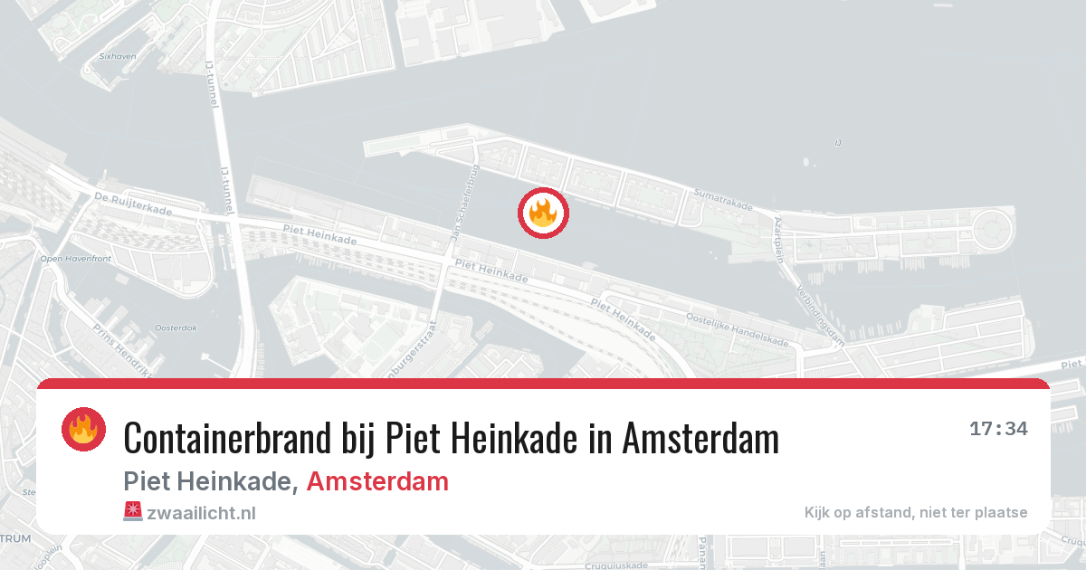 Containerbrand bij Piet Heinkade in Amsterdam — 21 mrt 2026