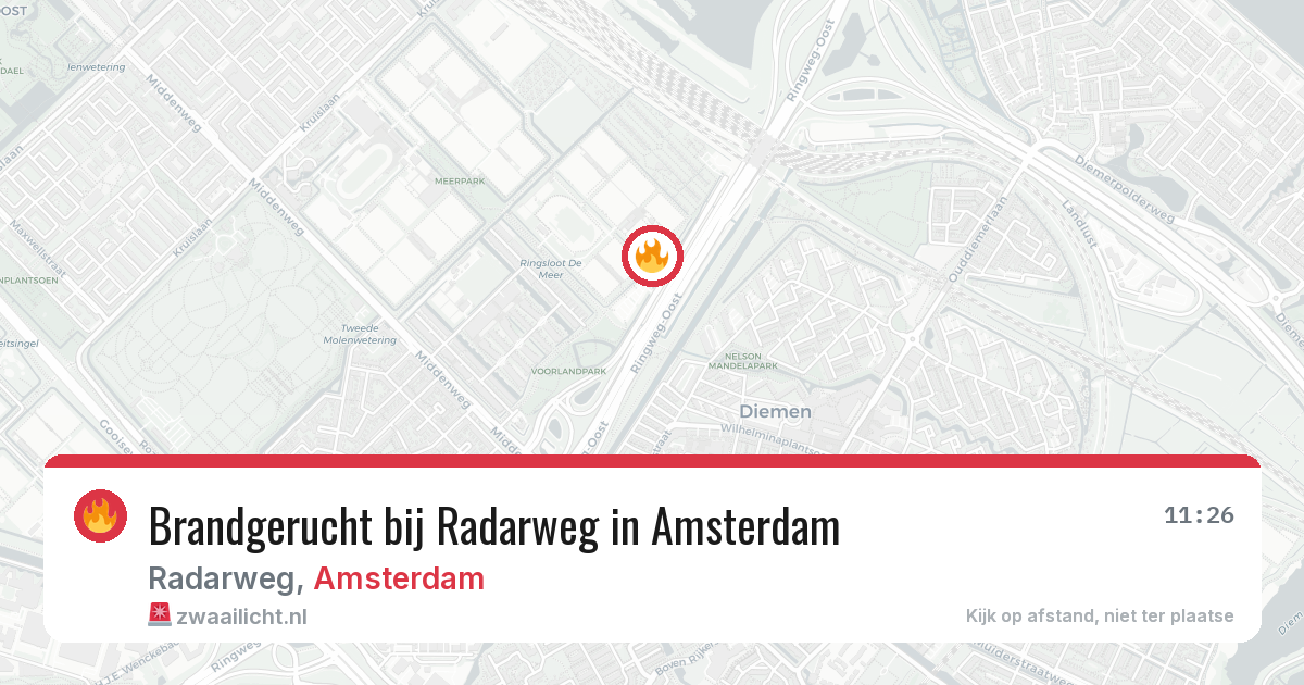 Brandgerucht bij Radarweg in Amsterdam — 29 jan 2026