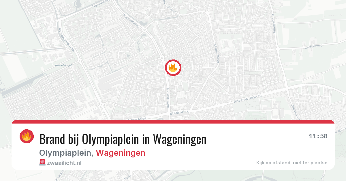 Brand bij Olympiaplein in Wageningen — 29 jul 2026