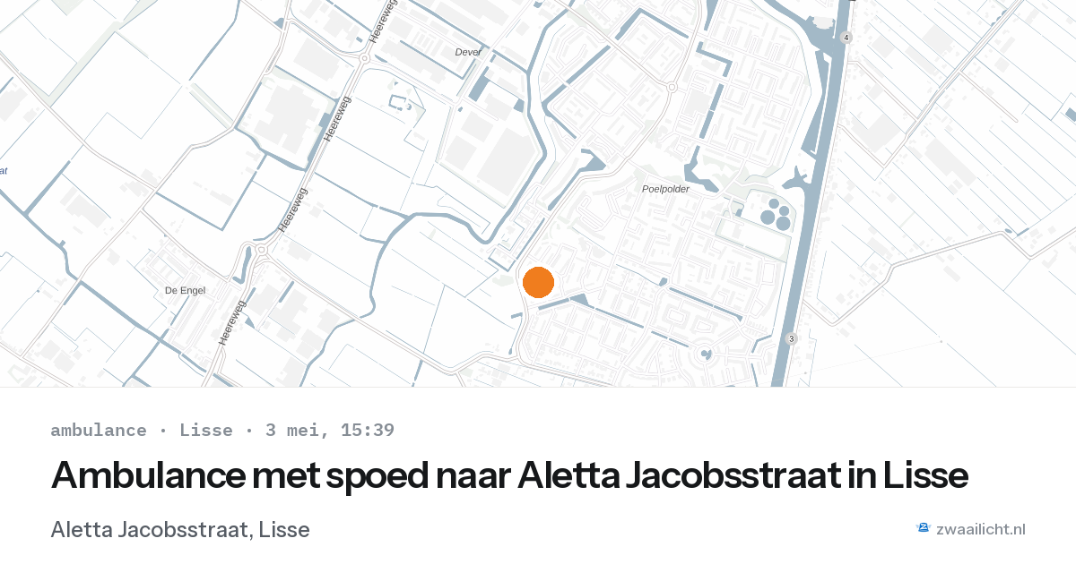 Ambulance met spoed naar Aletta Jacobsstraat in Lisse — 3 mei 2026