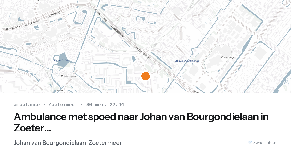 Ambulance met spoed naar Johan van Bourgondielaan in Zoetermeer — 30 mei 2026