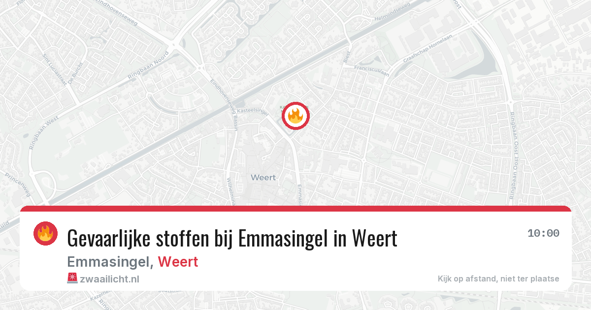 Gevaarlijke stoffen bij Emmasingel in Weert — 9 jul 2026