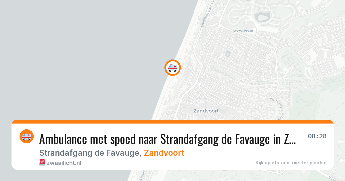 Ambulance met spoed naar Strandafgang de Favauge in Zandvoort — 21 jun 2026