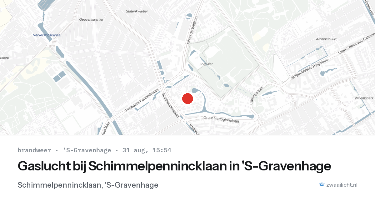 Gaslucht bij Schimmelpennincklaan in 'S-Gravenhage — 31 aug 2026