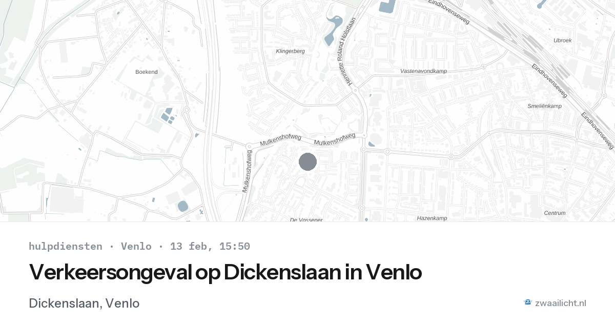 Verkeersongeval op Dickenslaan in Venlo — 13 feb 2026