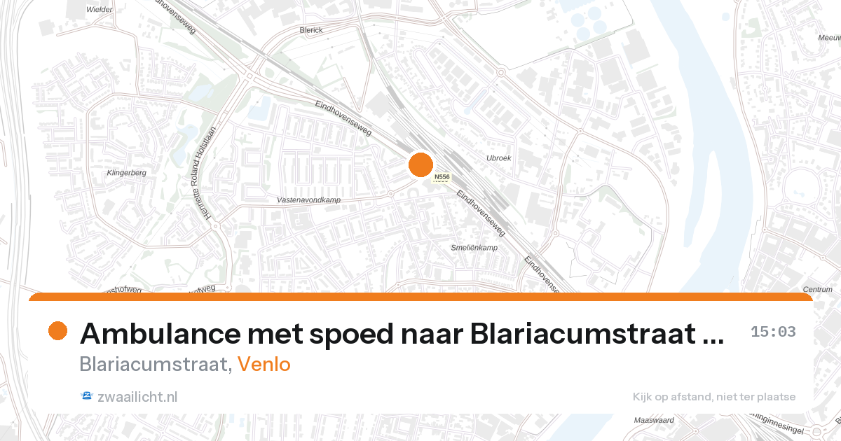 Ambulance met spoed naar Blariacumstraat in Venlo — 27 aug 2026