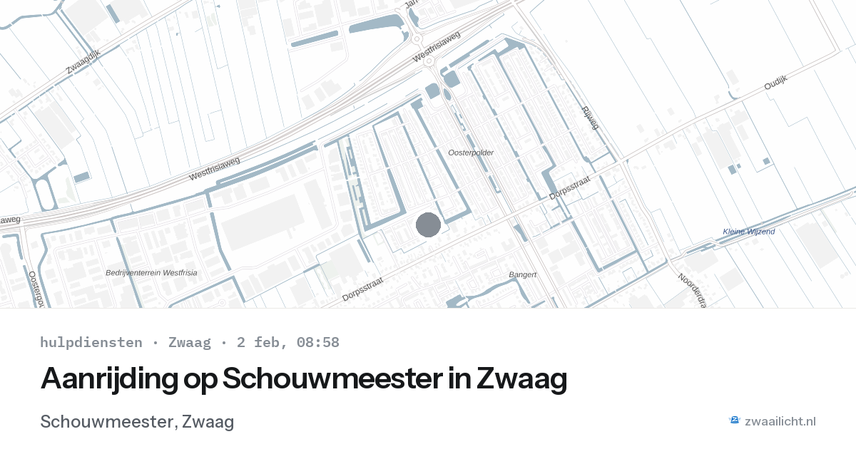Aanrijding op Schouwmeester in Zwaag — 2 feb 2026