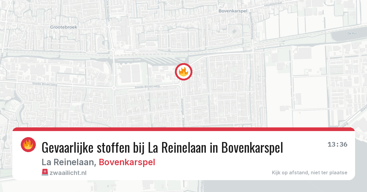 Gevaarlijke stoffen bij La Reinelaan in Bovenkarspel — 9 aug 2026