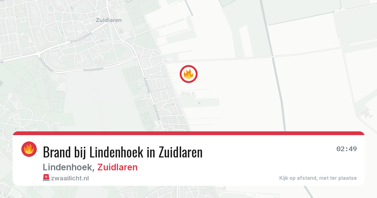 Brand bij Lindenhoek in Zuidlaren — 14 aug 2026
