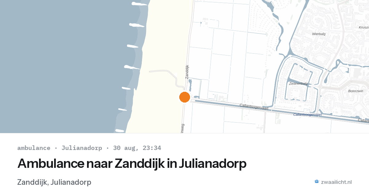 Ambulance naar Zanddijk in Julianadorp — 30 aug 2026