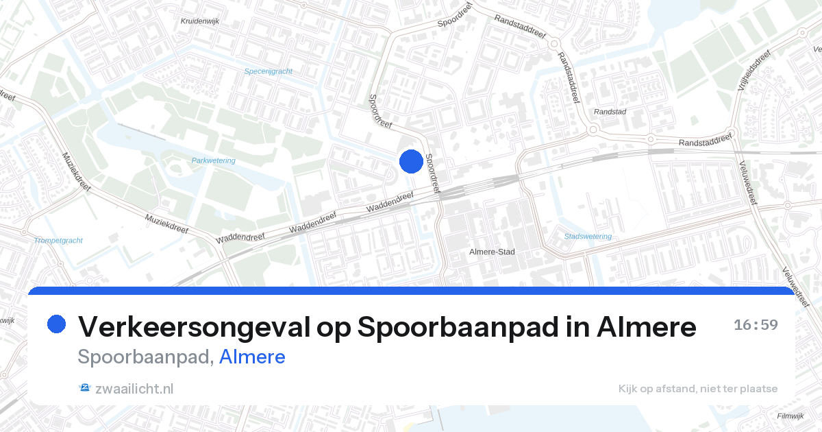 Verkeersongeval op Spoorbaanpad in Almere — 28 aug 2026