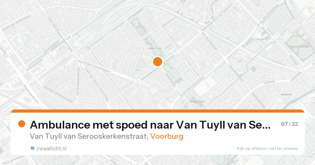 Ambulance met spoed naar Van Tuyll van Serooskerkenstraat in Voorburg — 16 aug 2026