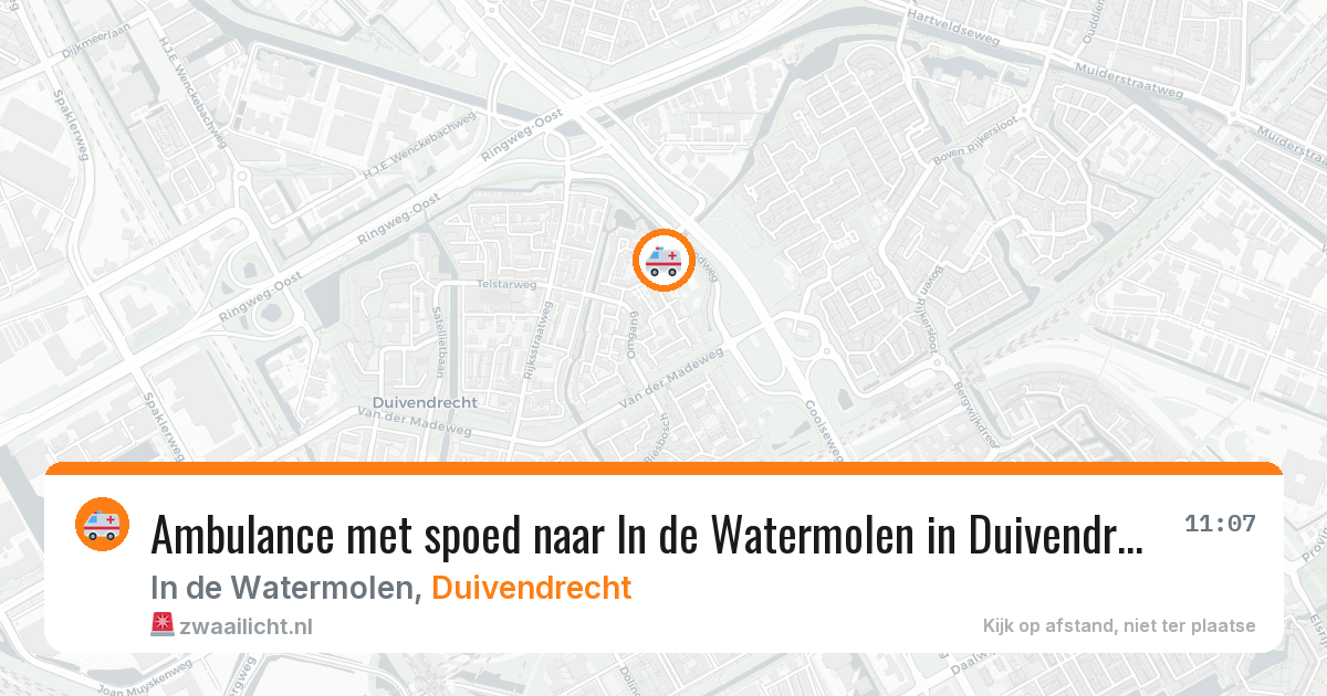 Ambulance met spoed naar In de Watermolen in Duivendrecht — 13 aug 2026
