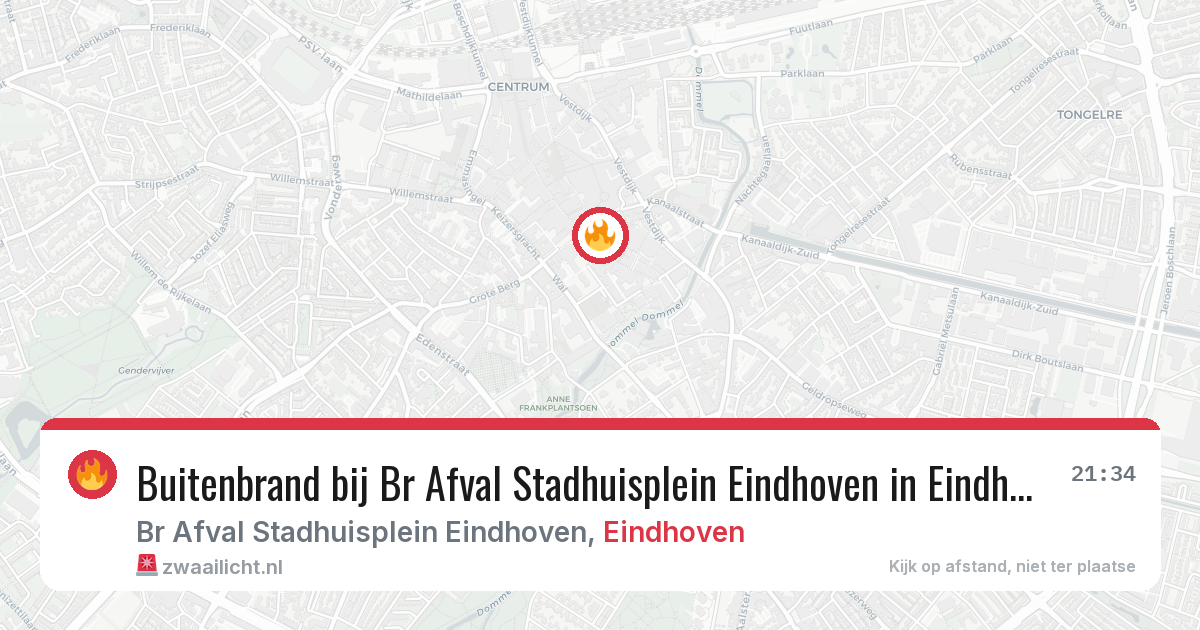 Buitenbrand bij Br Afval Stadhuisplein Eindhoven in Eindhoven — 6 aug 2026