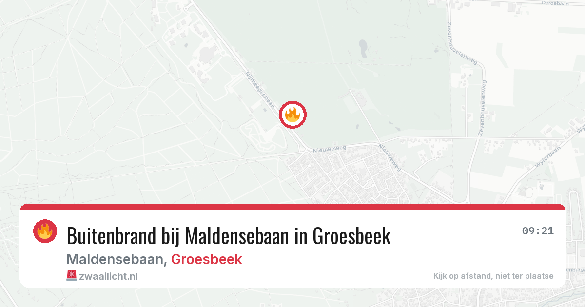 Buitenbrand bij Maldensebaan in Groesbeek — 31 jul 2026
