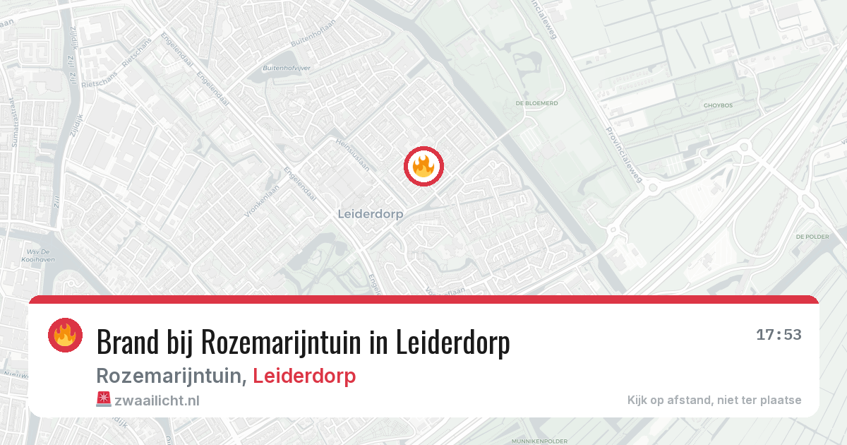Brand bij Rozemarijntuin in Leiderdorp — 13 jul 2026