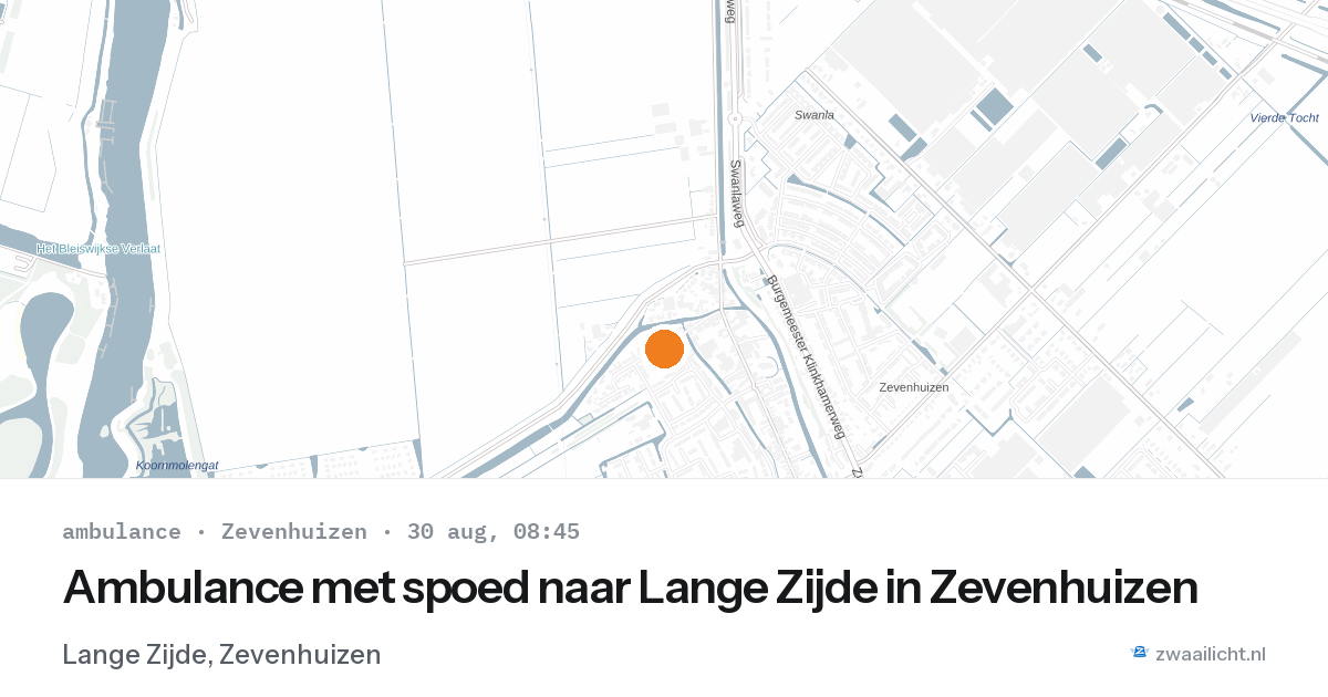 Ambulance met spoed naar Lange Zijde in Zevenhuizen — 30 aug 2026