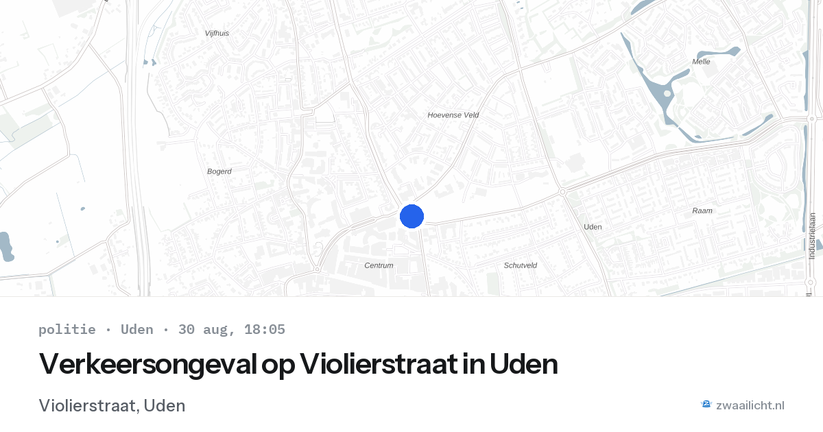Verkeersongeval op Violierstraat in Uden — 30 aug 2026