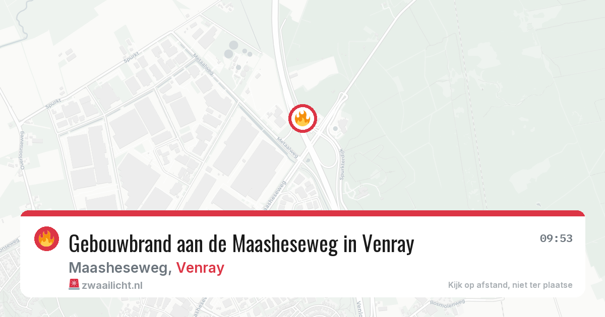 Gebouwbrand aan de Maasheseweg in Venray — 29 jun 2026
