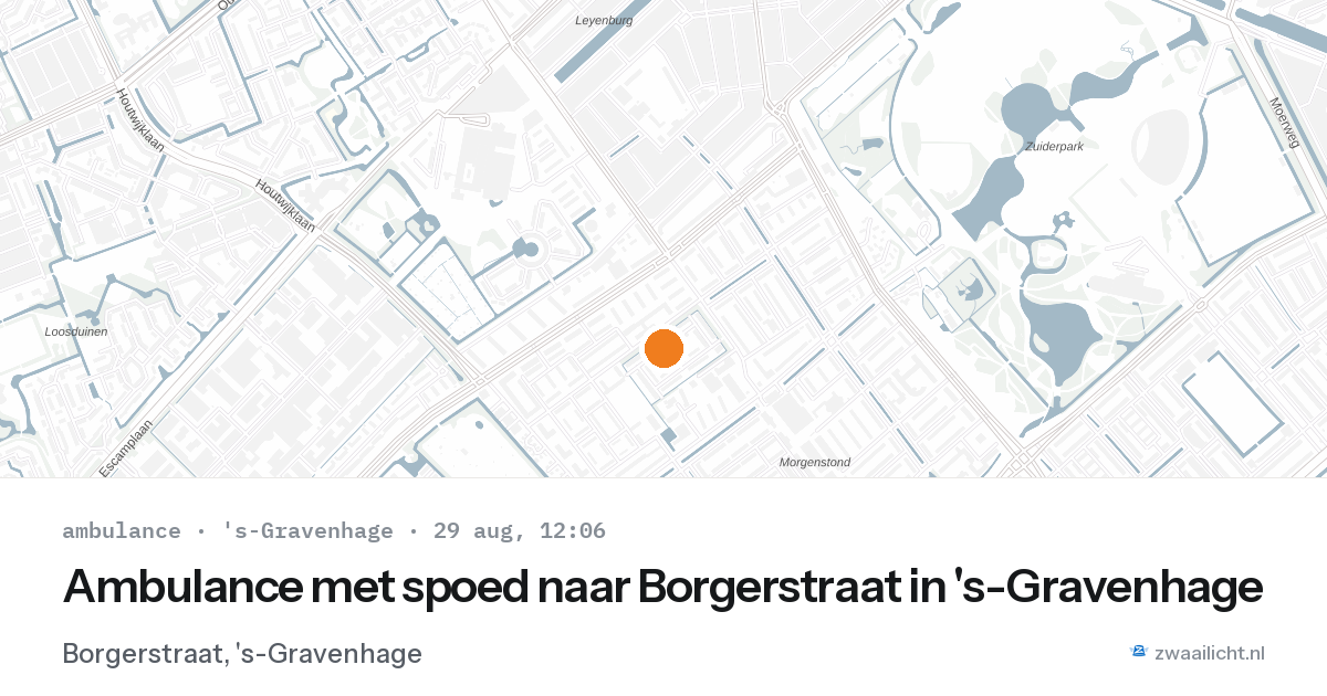 Ambulance met spoed naar Borgerstraat in 's-Gravenhage — 29 aug 2026