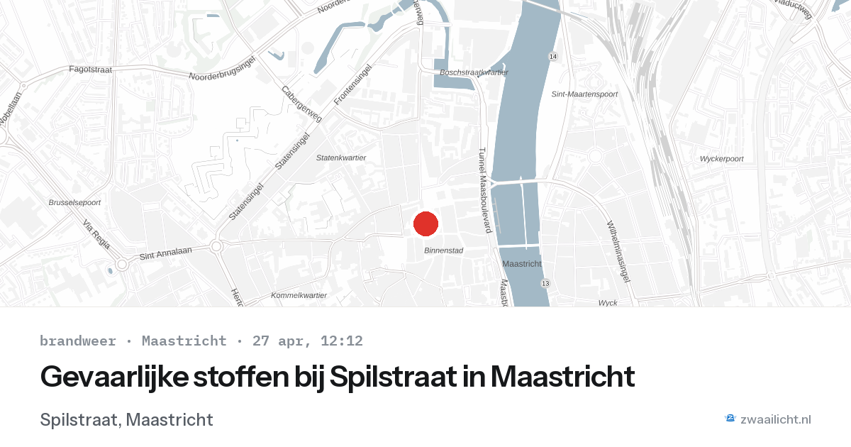 Gevaarlijke stoffen bij Spilstraat in Maastricht — 27 apr 2026