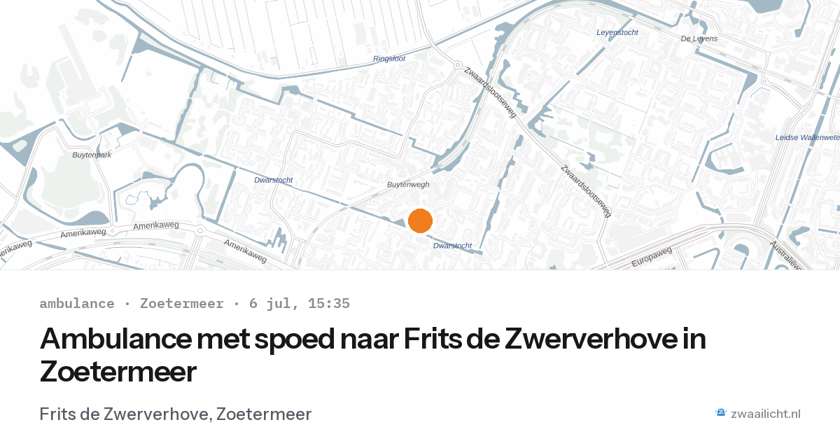 Ambulance met spoed naar Frits de Zwerverhove in Zoetermeer — 6 jul 2026