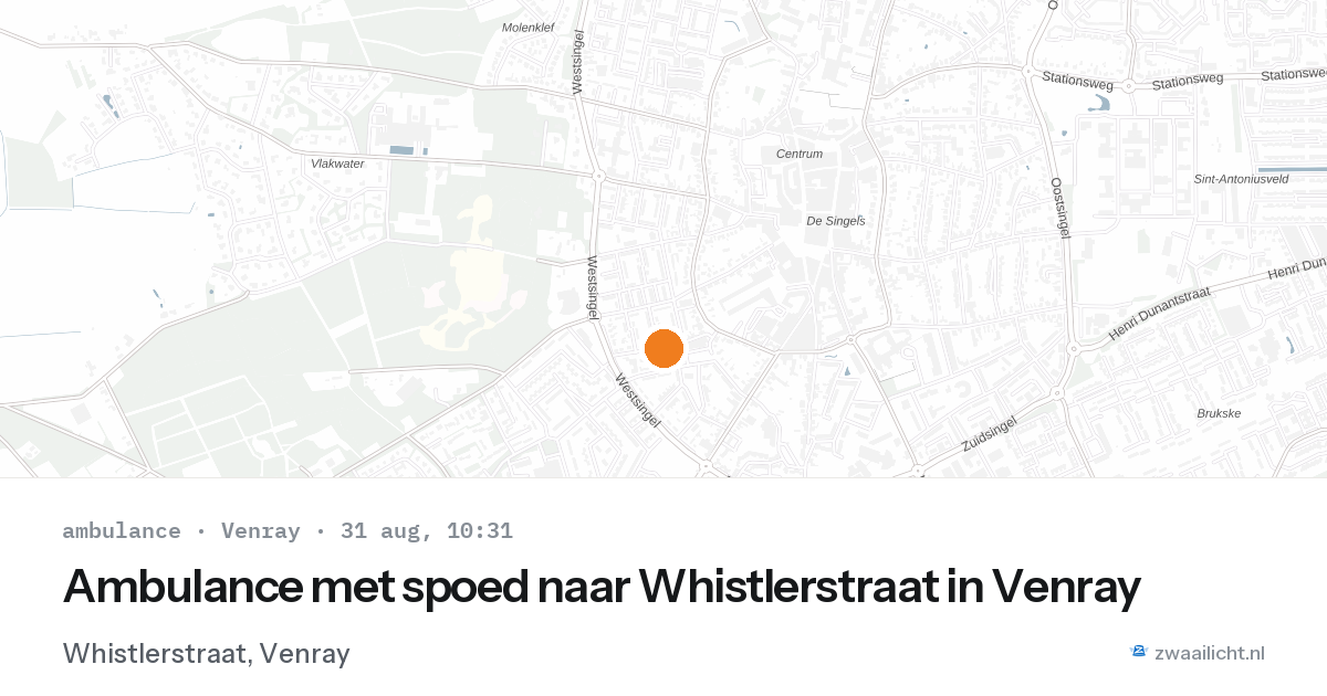 Ambulance met spoed naar Whistlerstraat in Venray — 31 aug 2026