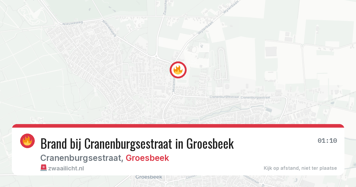 Brand bij Cranenburgsestraat in Groesbeek — 7 mrt 2026